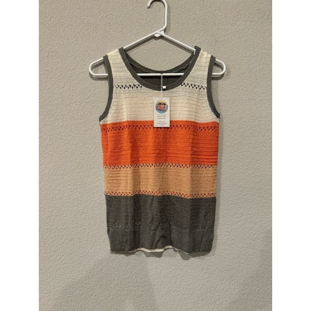 Boutique Women's Size Small Striped Knitted Tank Top Multicolor NWT